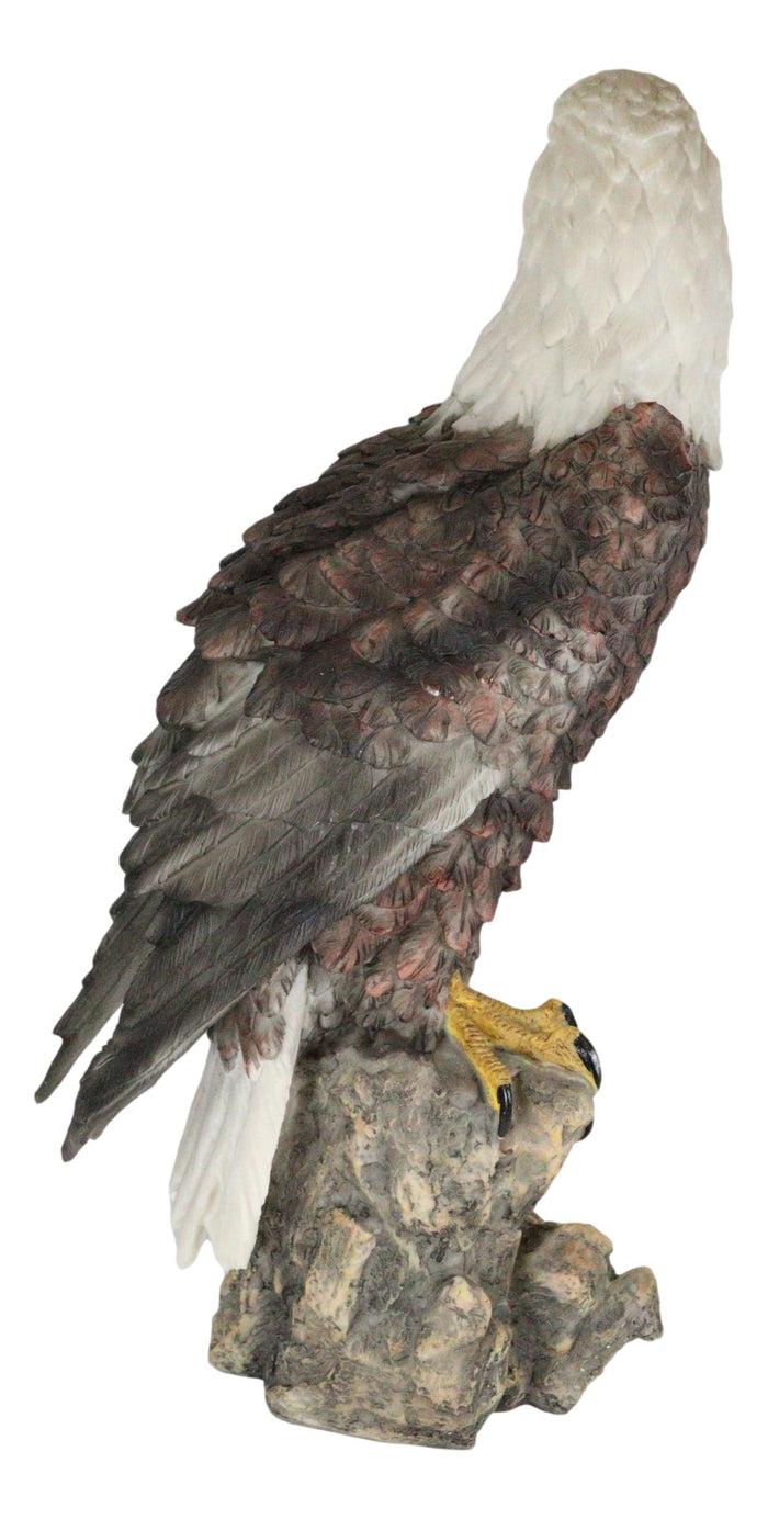 Ebros Gift Large Realistic American Bald Eagle Bird Perching On Rock Decorative Figurine