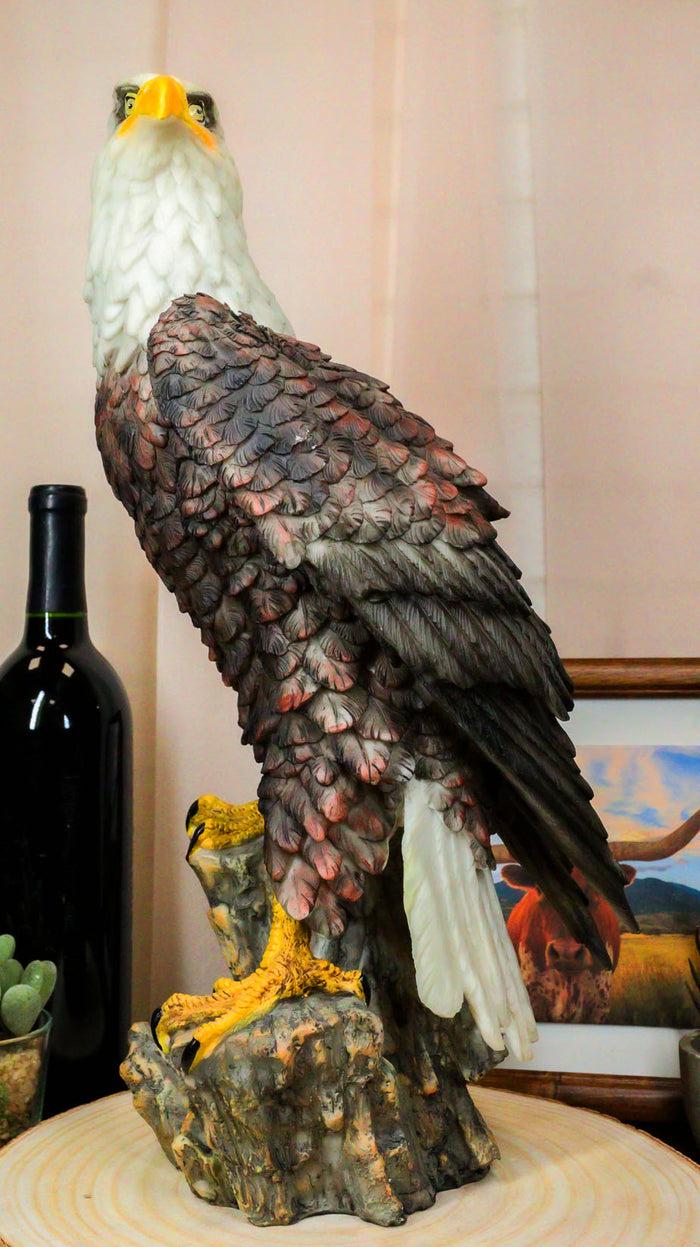 ebros gift Large Realistic American Bald Eagle Bird Perching On Rock Decorative Figurine