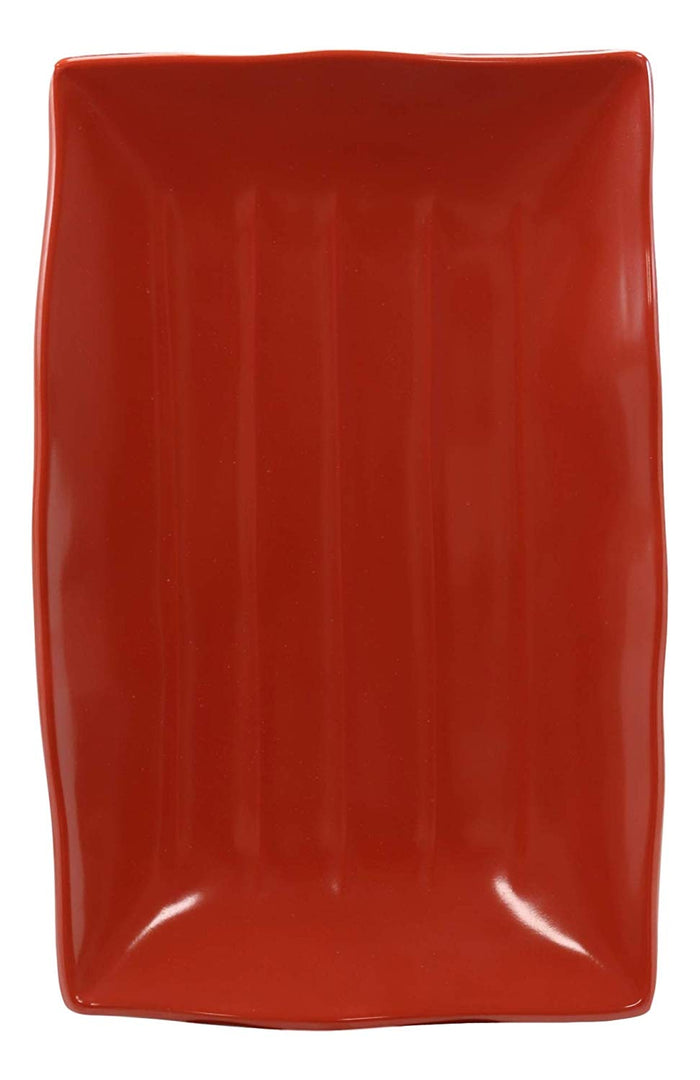 Ebros Gift Large Red Black Melamine Serving Platter Plate Or Dish For Sushi Kebab Set Of 6