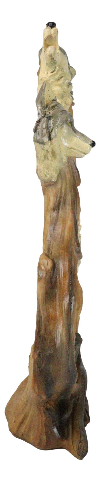 Ebros Gift Large Rustic Howling Wolf Bust With Wolf Pack Family In Forest Scene Figurine