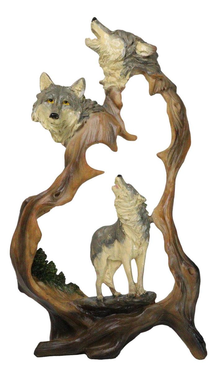 ebros gift Large Rustic Howling Wolf Bust With Wolf Pack Family In Forest Scene Figurine