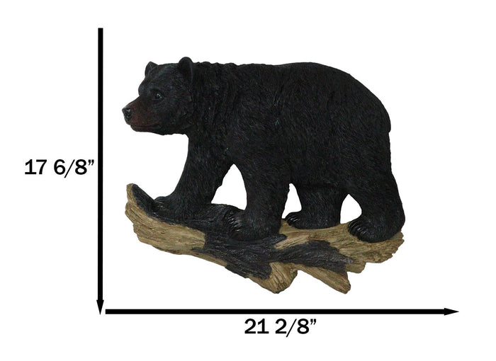 Ebros Gift Large Rustic Western Wildlife Black Bear On Tree Branch Wall Sculpture 21"L
