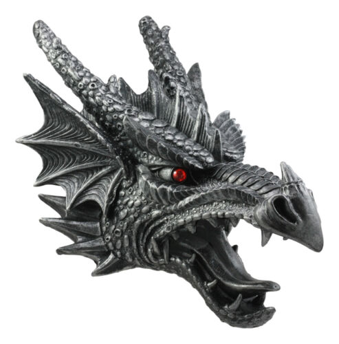 Ebros Gift Large Sculptural Saurian Red Eyed Dragon Wall Decor Plaque 16"H Medieval Fantasy