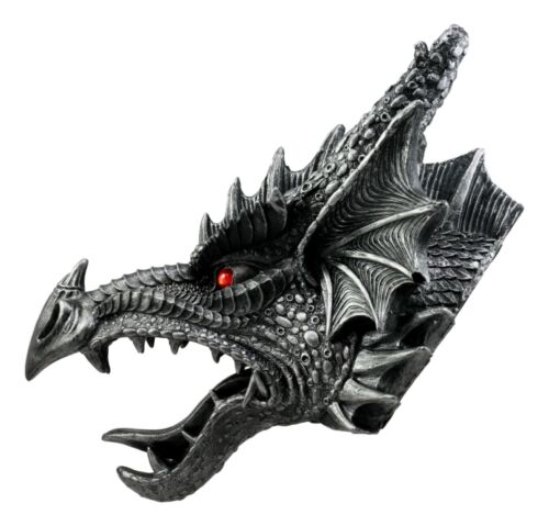 Ebros Gift Large Sculptural Saurian Red Eyed Dragon Wall Decor Plaque 16"H Medieval Fantasy