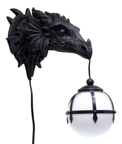 Ebros Gift Large Sculptural Shadow Basilisk Dragon Wall Sconce Electrical Cord Ball Lamp