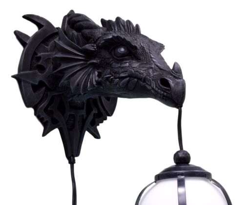 Ebros Gift Large Sculptural Shadow Basilisk Dragon Wall Sconce Electrical Cord Ball Lamp