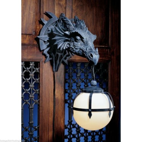ebros gift Large Sculptural Shadow Basilisk Dragon Wall Sconce Electrical Cord Ball Lamp
