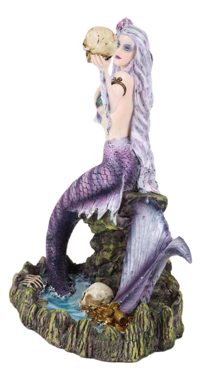 Ebros Gift Large Sirens Of The Seas Necromancer Gothic Mermaid Holding A Skull Figurine