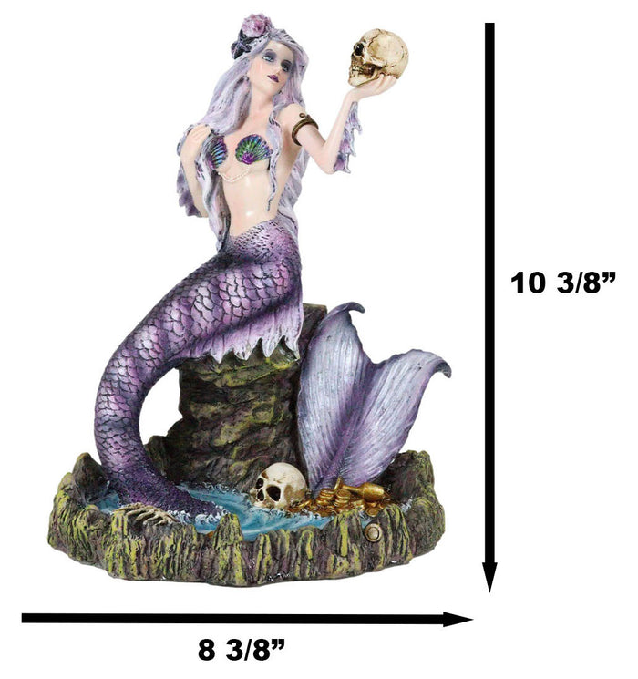 Ebros Gift Large Sirens Of The Seas Necromancer Gothic Mermaid Holding A Skull Figurine