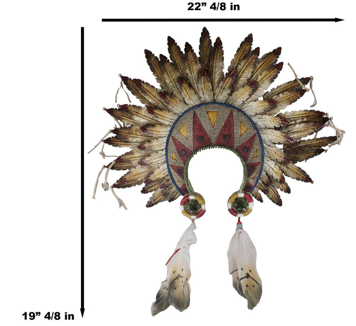 Ebros Gift Large Southwest Indian Tribal Chief Headdress War Bonnet W/ Feathers Wall Decor