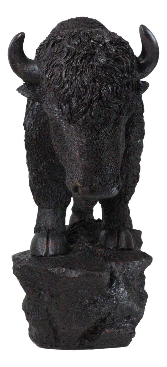 Ebros Gift Large Southwestern Native American Bison Buffalo On Rock Rustic Statue 20" L