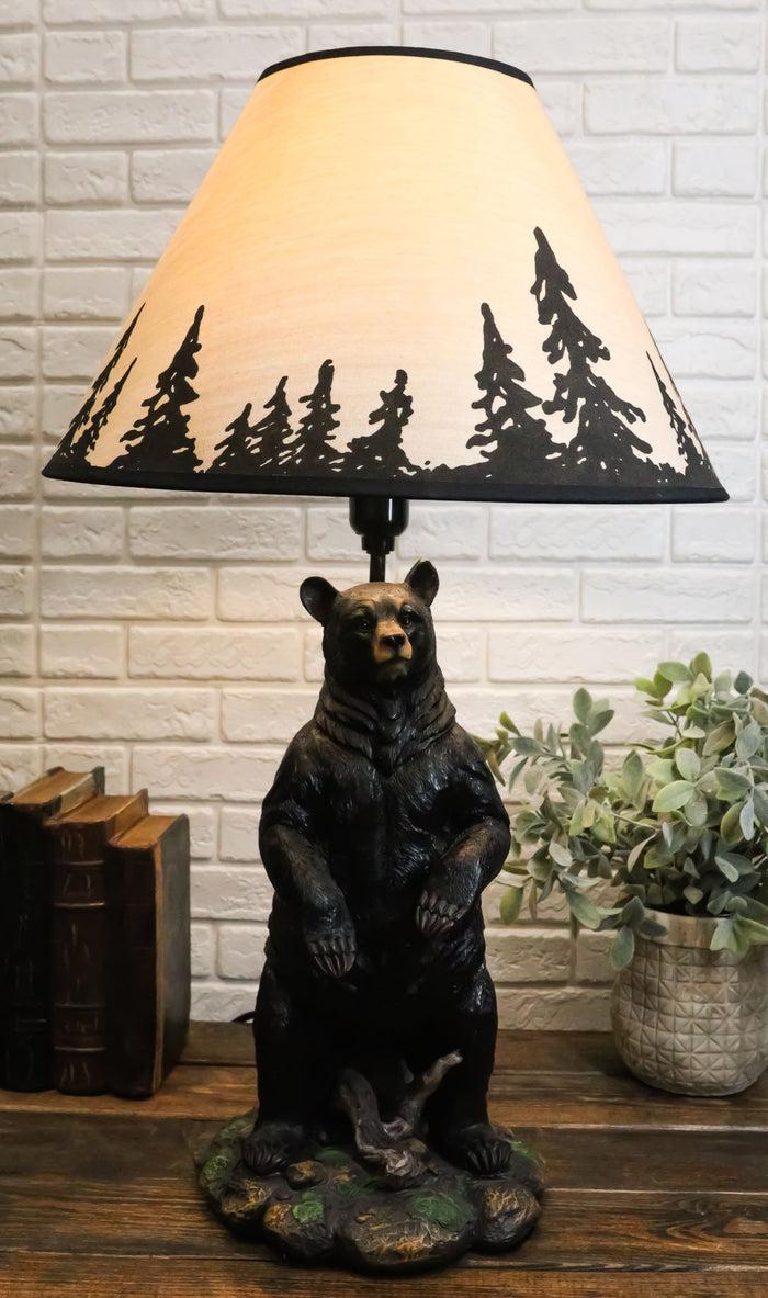 ebros gift Large Standing Black Bear Surveyor Arkadius Desktop Table Lamp Decor Figurine