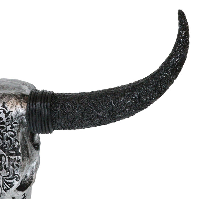 Ebros Gift Large Tribal Floral Vines Tattoo Tooled Filigree Steer Bull Cow Skull Wall Decor