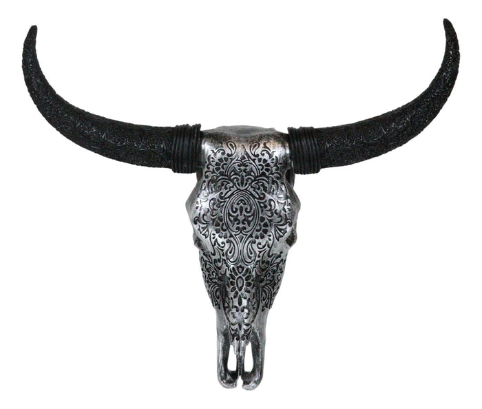 Ebros Gift Large Tribal Floral Vines Tattoo Tooled Filigree Steer Bull Cow Skull Wall Decor