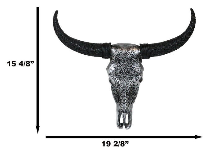 Ebros Gift Large Tribal Floral Vines Tattoo Tooled Filigree Steer Bull Cow Skull Wall Decor