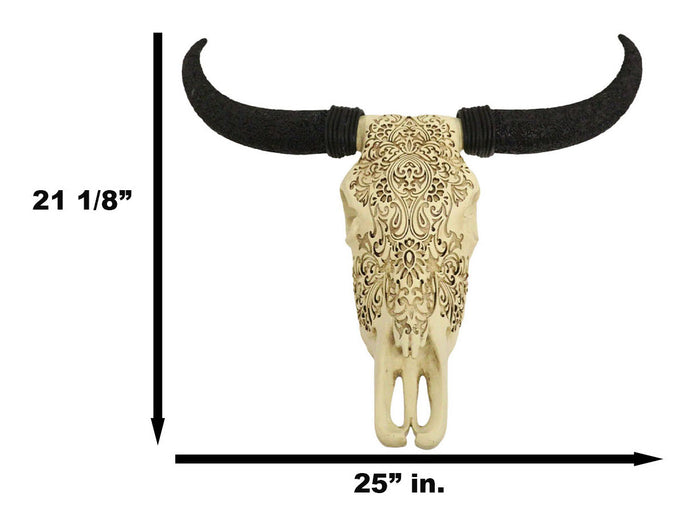 Ebros Gift Large Tribal Floral Vines Tooled Filigree Steer Cow Skull Wall Decor Plaque