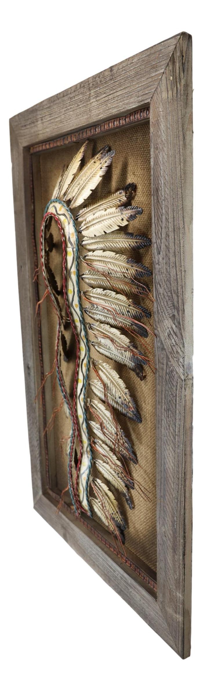 Ebros Gift Large Western Indian Tribal Chief Headdress War Bonnet Wall Decor Picture Frame