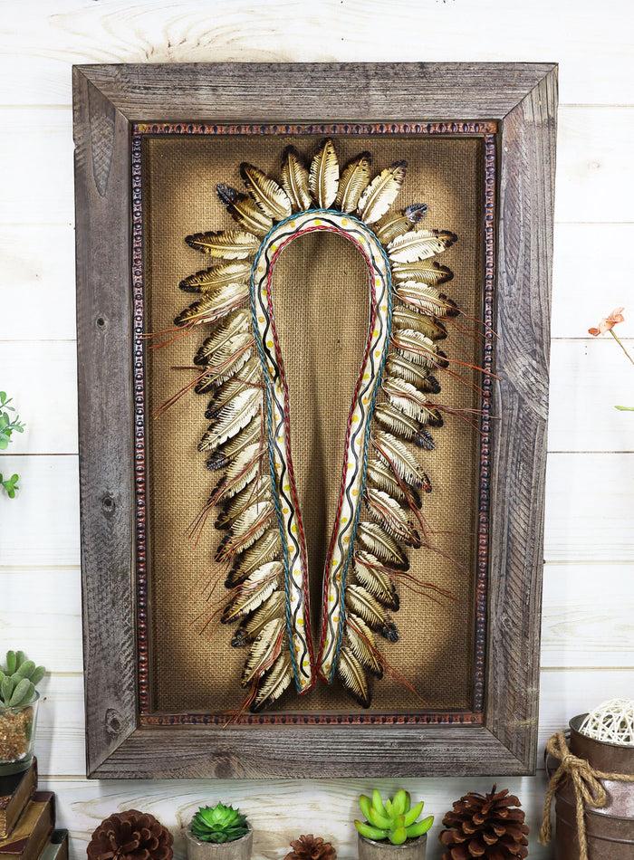 ebros gift Large Western Indian Tribal Chief Headdress War Bonnet Wall Decor Picture Frame