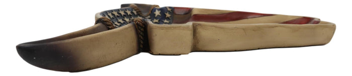 Ebros Gift Large Western Rustic Patriotic US Stars Stripes Flag Cow Skull Jewelry Dish Tray