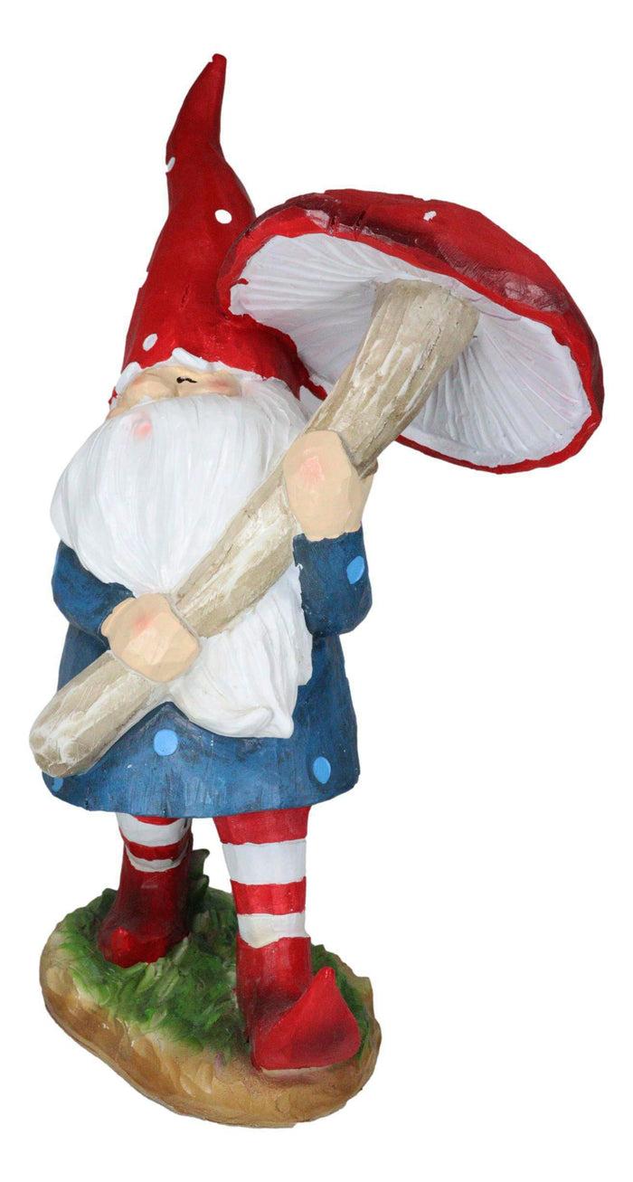 Ebros Gift Large Whimsical Garden Gnome With Giant Toadstool Mushroom Umbrella Figurine