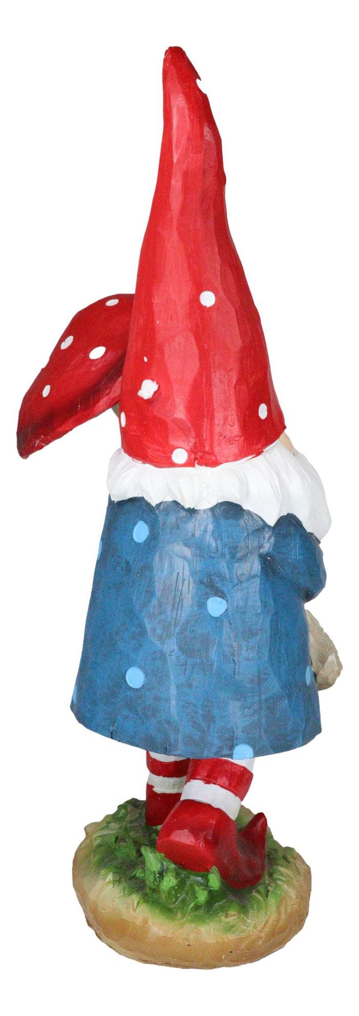 Ebros Gift Large Whimsical Garden Gnome With Giant Toadstool Mushroom Umbrella Figurine