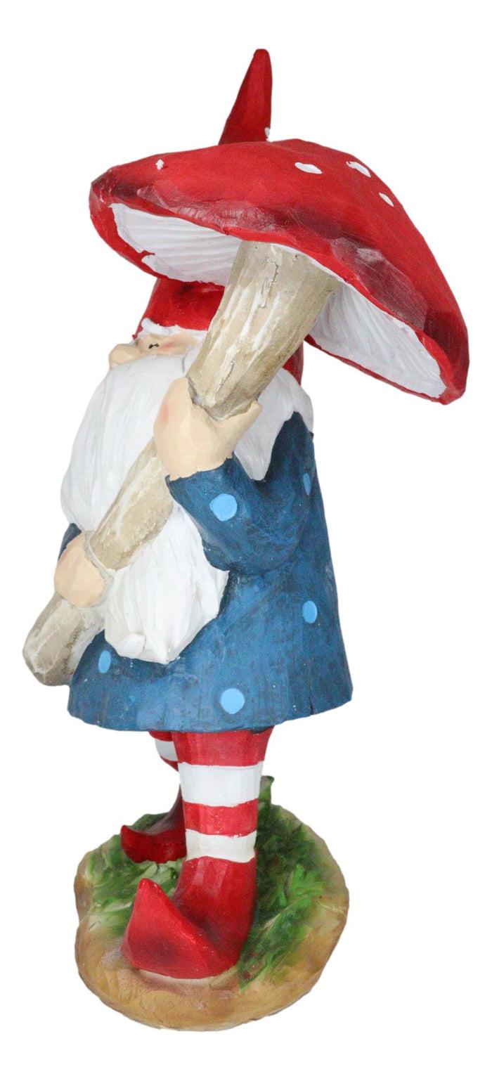 Ebros Gift Large Whimsical Garden Gnome With Giant Toadstool Mushroom Umbrella Figurine