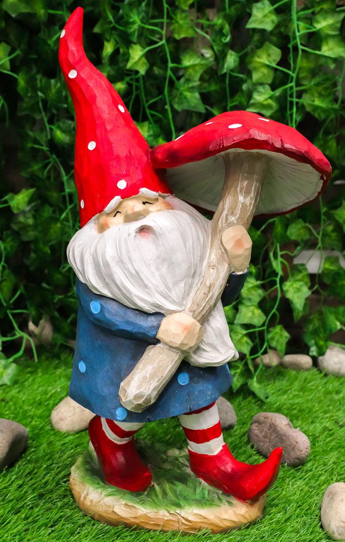 ebros gift Large Whimsical Garden Gnome With Giant Toadstool Mushroom Umbrella Figurine