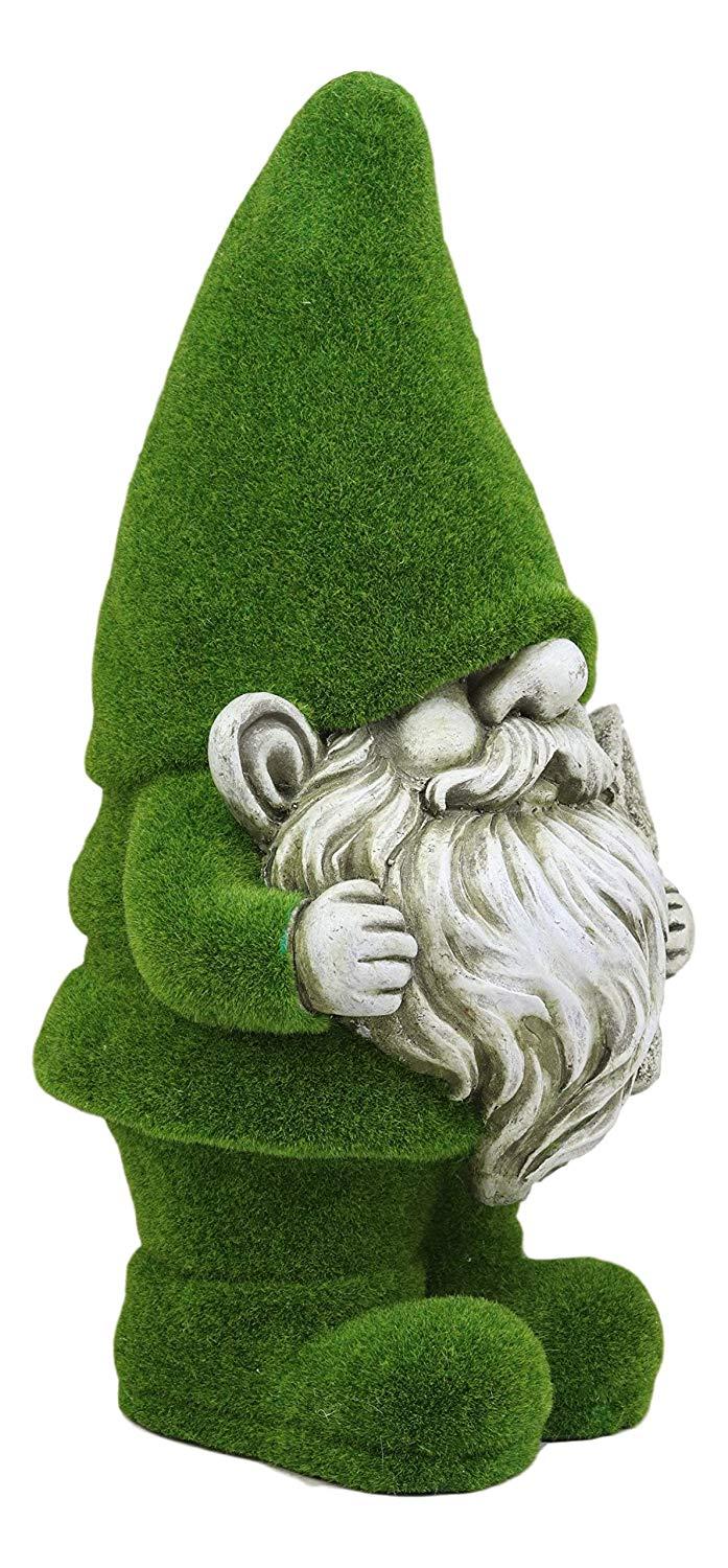Ebros Gift Large Whimsical Green Thumb Gnome With Shovel Garden Statue In Artificial Moss