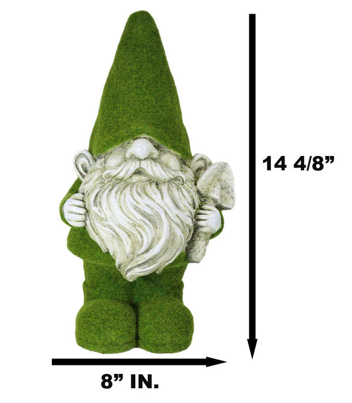 Ebros Gift Large Whimsical Green Thumb Gnome With Shovel Garden Statue In Artificial Moss
