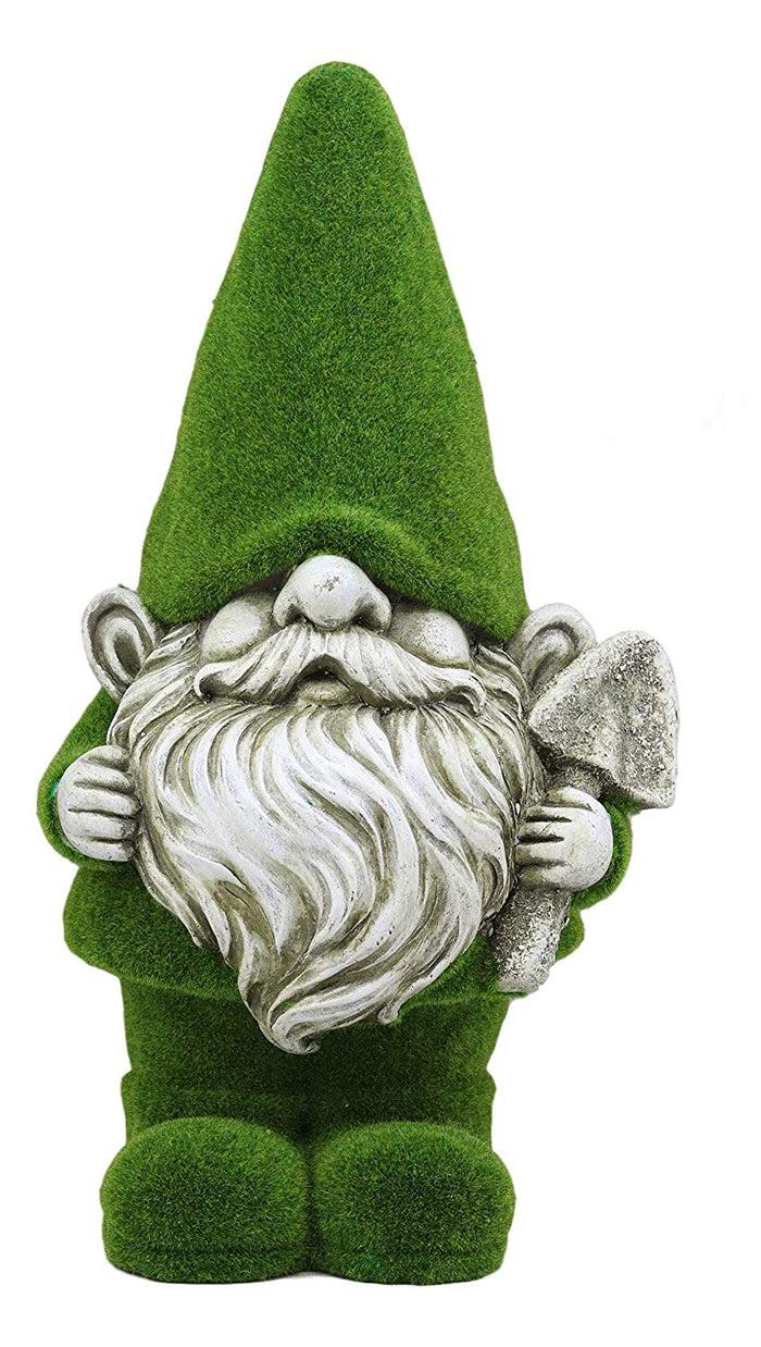 Ebros Gift Large Whimsical Green Thumb Gnome With Shovel Garden Statue In Artificial Moss