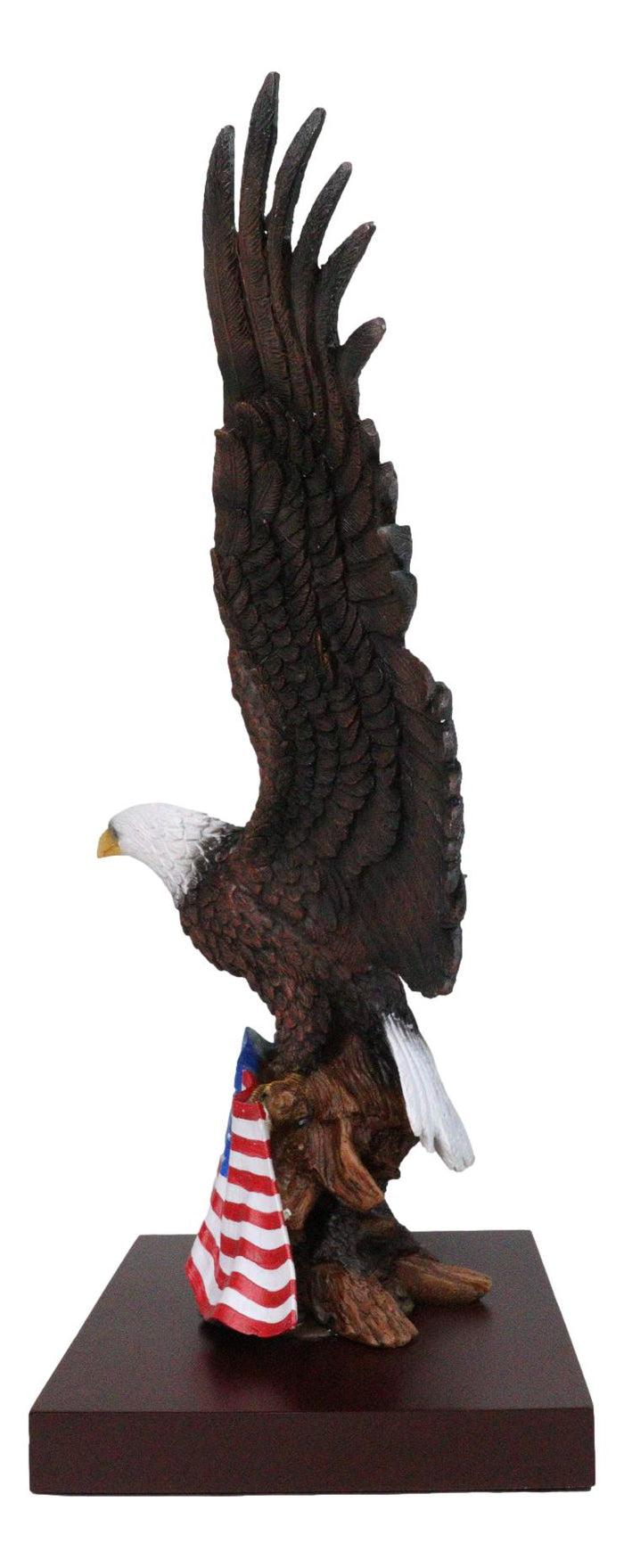 Ebros Gift Large Wings Of Liberty Bald Eagle Set On American Flag Statue With Base 17"