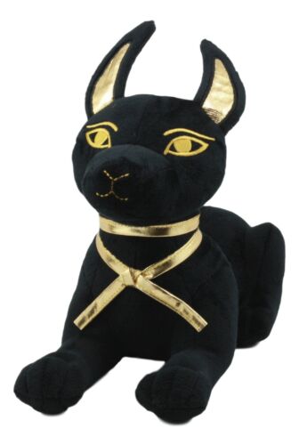 Ebros Gift Larger Black & Gold Egyptian God Of Afterlife Sitting Anubis Dog Plush Toy