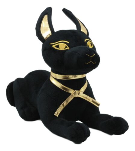 Ebros Gift Larger Black & Gold Egyptian God Of Afterlife Sitting Anubis Dog Plush Toy