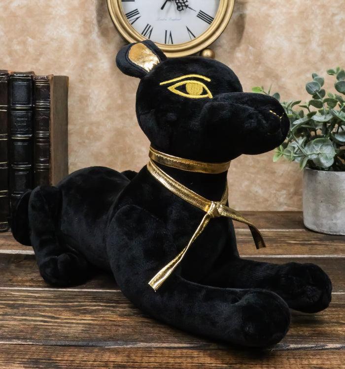 ebros gift Larger Black & Gold Egyptian God Of Afterlife Sitting Anubis Dog Plush Toy