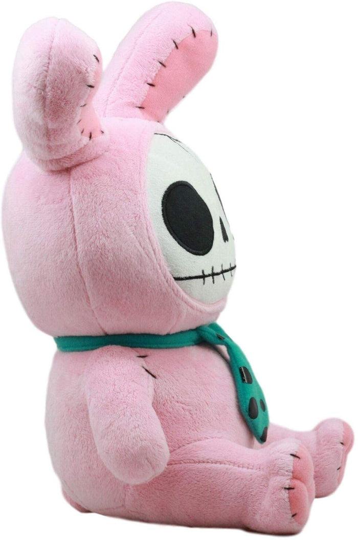 Ebros Gift Larger Furry Bones Skeleton Pink Bunny With Green Polkadot Tie Plush Toy Doll