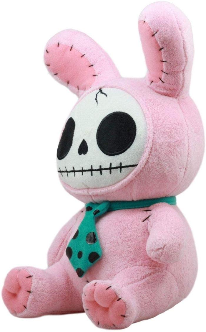 Ebros Gift Larger Furry Bones Skeleton Pink Bunny With Green Polkadot Tie Plush Toy Doll