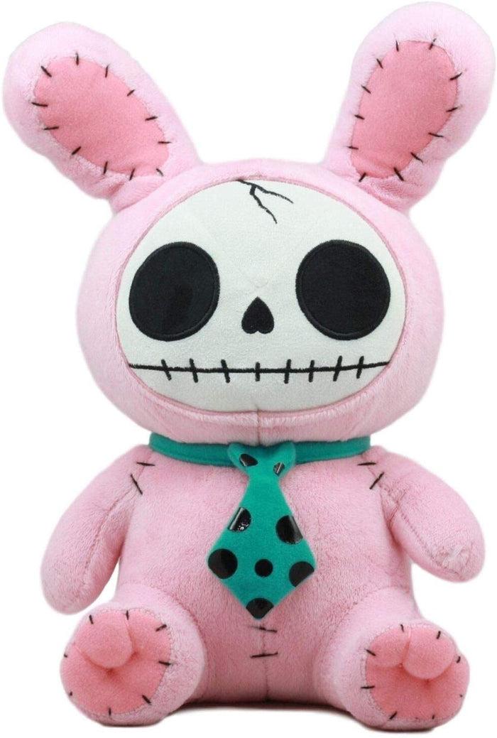 ebros gift Larger Furry Bones Skeleton Pink Bunny With Green Polkadot Tie Plush Toy Doll