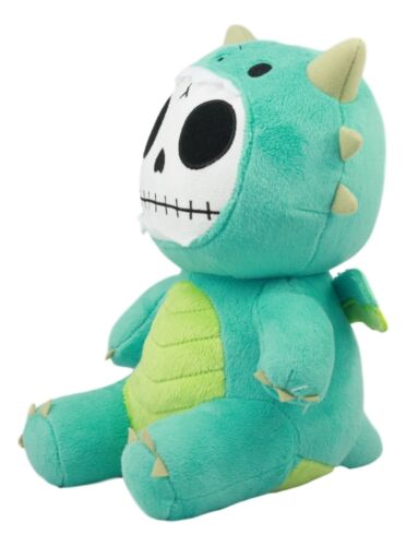 Ebros Gift Larger Furry Bones Skeleton Teal Scorchie Dragon Plush Toy Doll Collectible