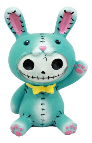 Ebros Gift Larger Furrybones Blue Bunny Rabbit Figurine 4"H Bun Bun Hooded Skeleton Monster
