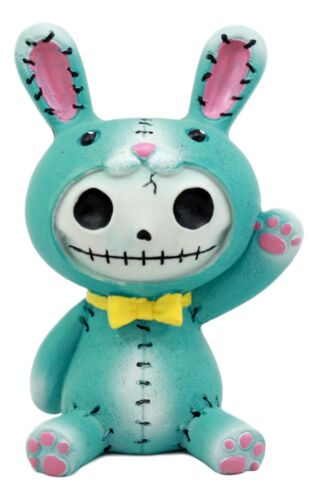 ebros gift Larger Furrybones Blue Bunny Rabbit Figurine 4"H Bun Bun Hooded Skeleton Monster