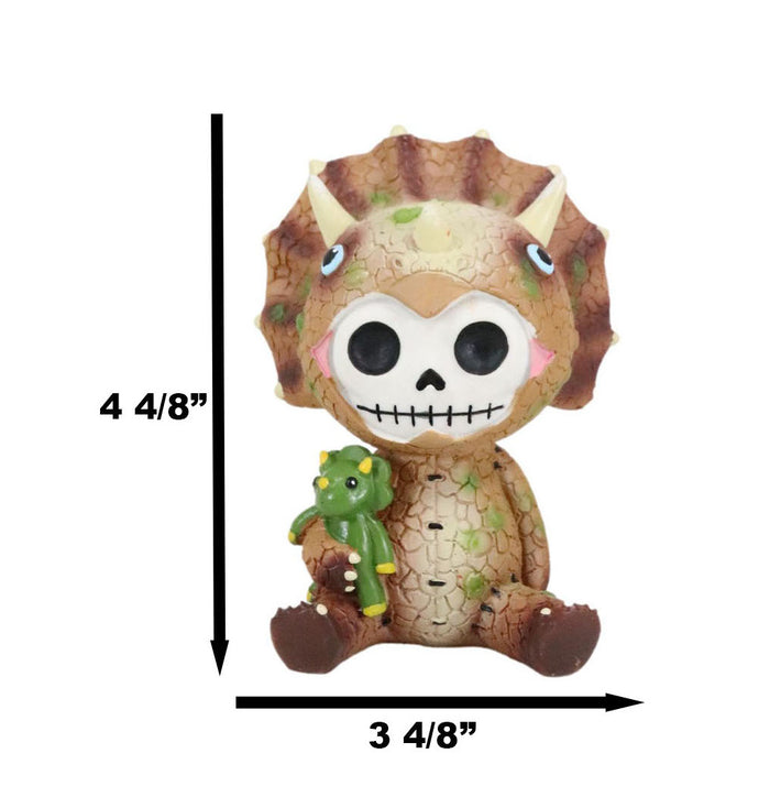 Ebros Gift Larger Furrybones Dinosaur Triceratops Cute Collector Skeleton Monster Figurine