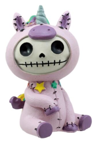 Ebros Gift Larger Furrybones Pink Rainbow Unicorn Figurine Hooded Skeleton Monster Unie