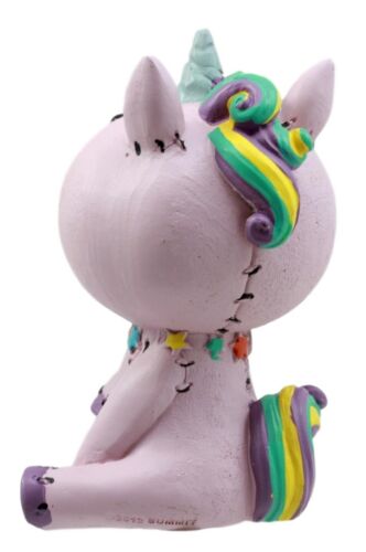 Ebros Gift Larger Furrybones Pink Rainbow Unicorn Figurine Hooded Skeleton Monster Unie