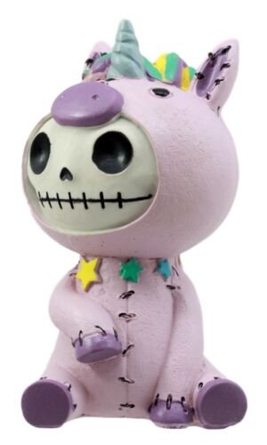 Ebros Gift Larger Furrybones Pink Rainbow Unicorn Figurine Hooded Skeleton Monster Unie