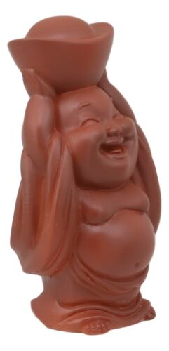 Ebros Gift Laughing Buddha Lifting Gold Ingot Feng Shui Bodhissatva Maitreya Mini Figurine