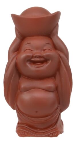ebros gift Laughing Buddha Lifting Gold Ingot Feng Shui Bodhissatva Maitreya Mini Figurine