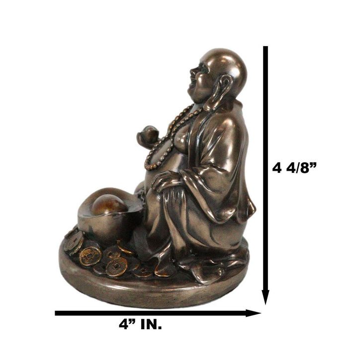 Ebros Gift Laughing Buddha Zen Monk Of Prosperity Golden Nugget Lucky Charm Figurine 4.5"H