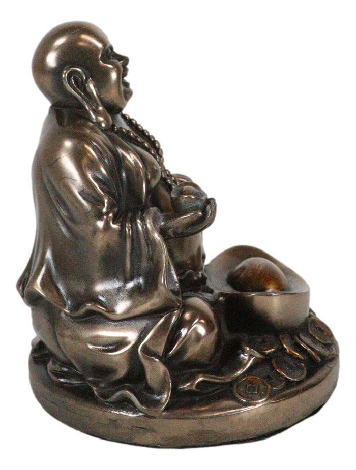 Ebros Gift Laughing Buddha Zen Monk Of Prosperity Golden Nugget Lucky Charm Figurine 4.5"H