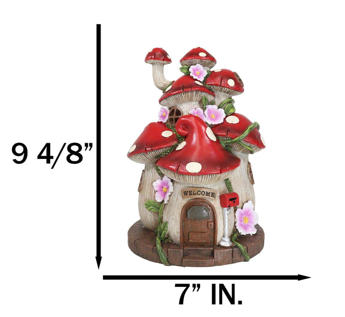 Ebros Gift LED Light Up Enchanted Fairy Garden Toadstool Mushrooms Cottage House Figurine