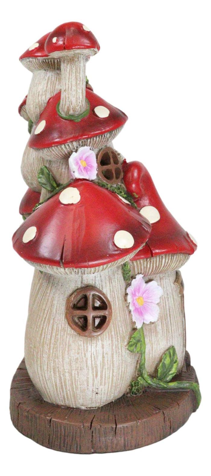 Ebros Gift LED Light Up Enchanted Fairy Garden Toadstool Mushrooms Cottage House Figurine